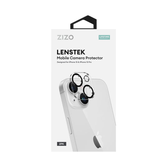ZIZO LensTek iPhone 15 Camera Lens Protector (2 Pack) - Black