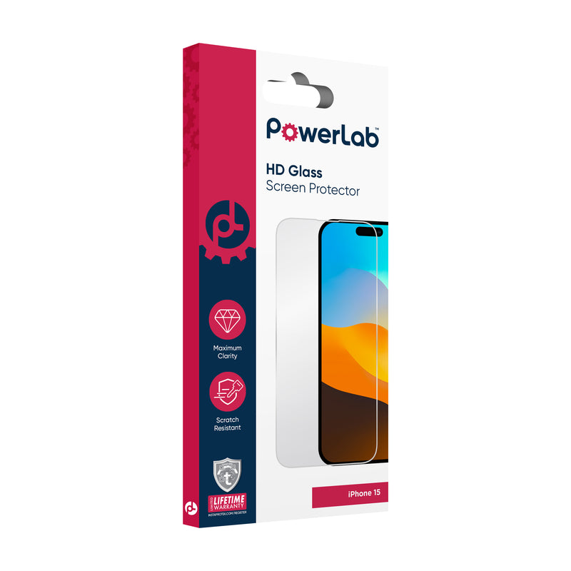 Load image into Gallery viewer, PowerLab HD Glass Screen Protector for iPhone 15 - Clear
