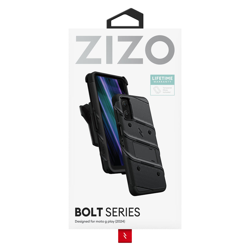 Load image into Gallery viewer, ZIZO BOLT Bundle moto g Play (2024) Case - Black
