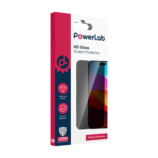 PowerLab Privacy Tempered Glass Screen Protector for iPhone 15 Pro Max - Privacy