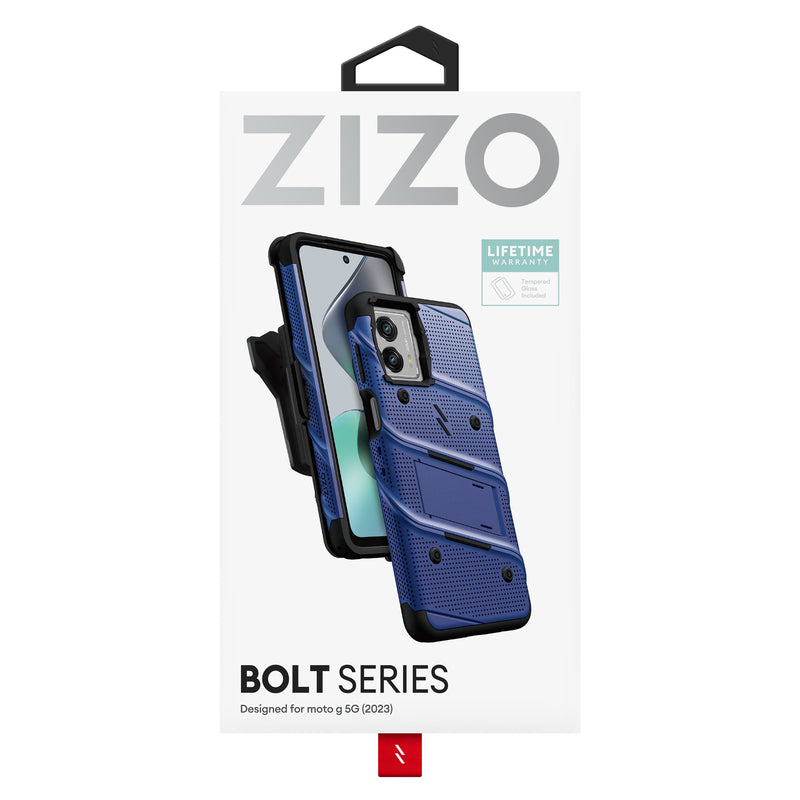 Load image into Gallery viewer, ZIZO BOLT Bundle moto g 5G (2023) Case - Blue
