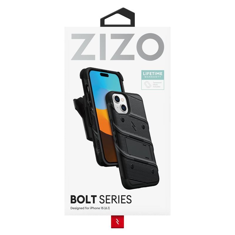 Load image into Gallery viewer, ZIZO BOLT Bundle iPhone 15 Case - Black
