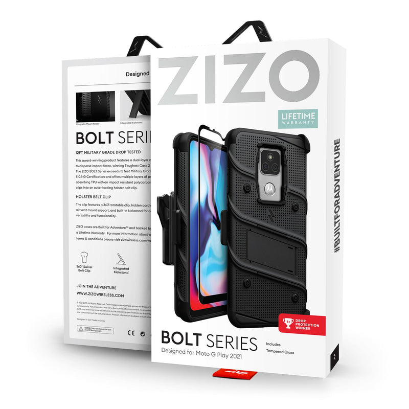 Load image into Gallery viewer, ZIZO BOLT Series Moto G Play (2021) Case - Black
