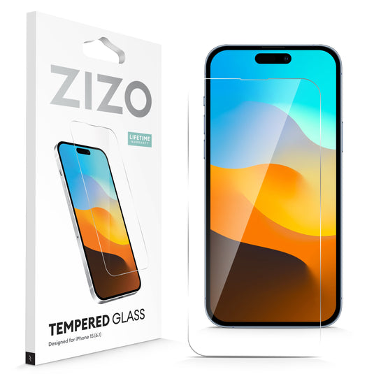 ZIZO TEMPERED GLASS Screen Protector for iPhone 15 / 15 Pro - Clear